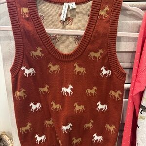 Janie and Jack Brown Horse Knit Tank Top